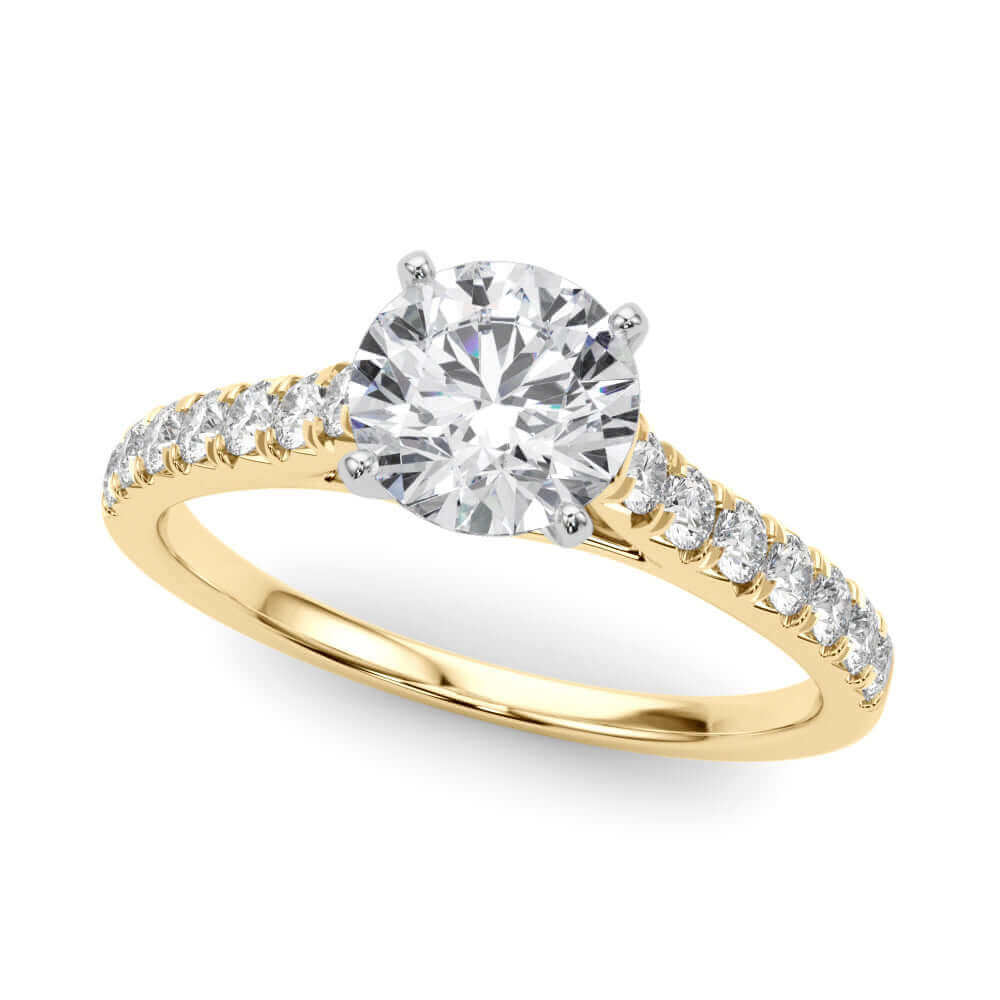 JewelMore 2 Carat Round Lab Grown Diamond Engagement Ring for Women | 14K Gold | 1.70 Carat Center stone | F-G Color, VS-SI Clarity | Beautiful Collection | 30 Day Free Return