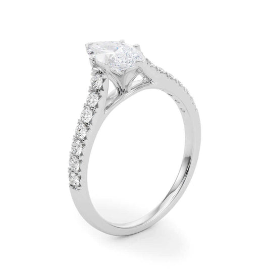 2 Carat Round & Marquise Lab Grown Diamond Engagement Ring for Women