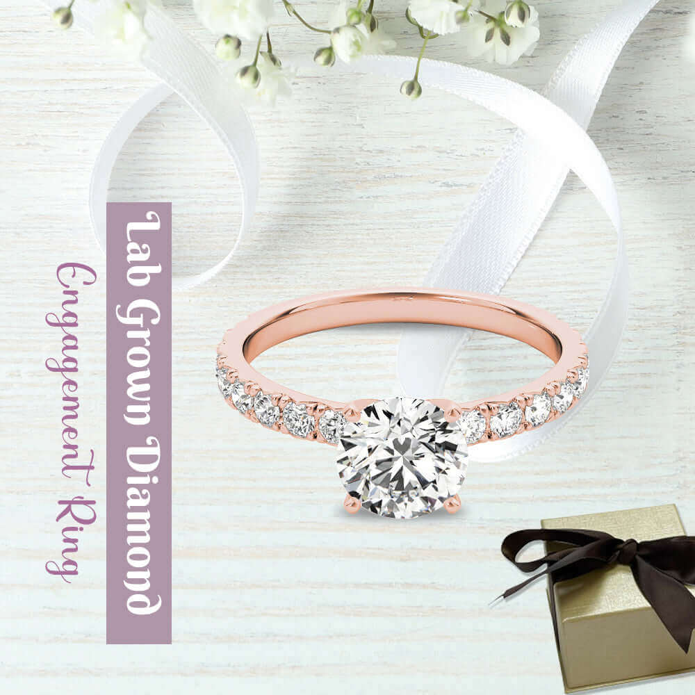 Round Lab Grown Diamond Graduated Engagement Ring for Women