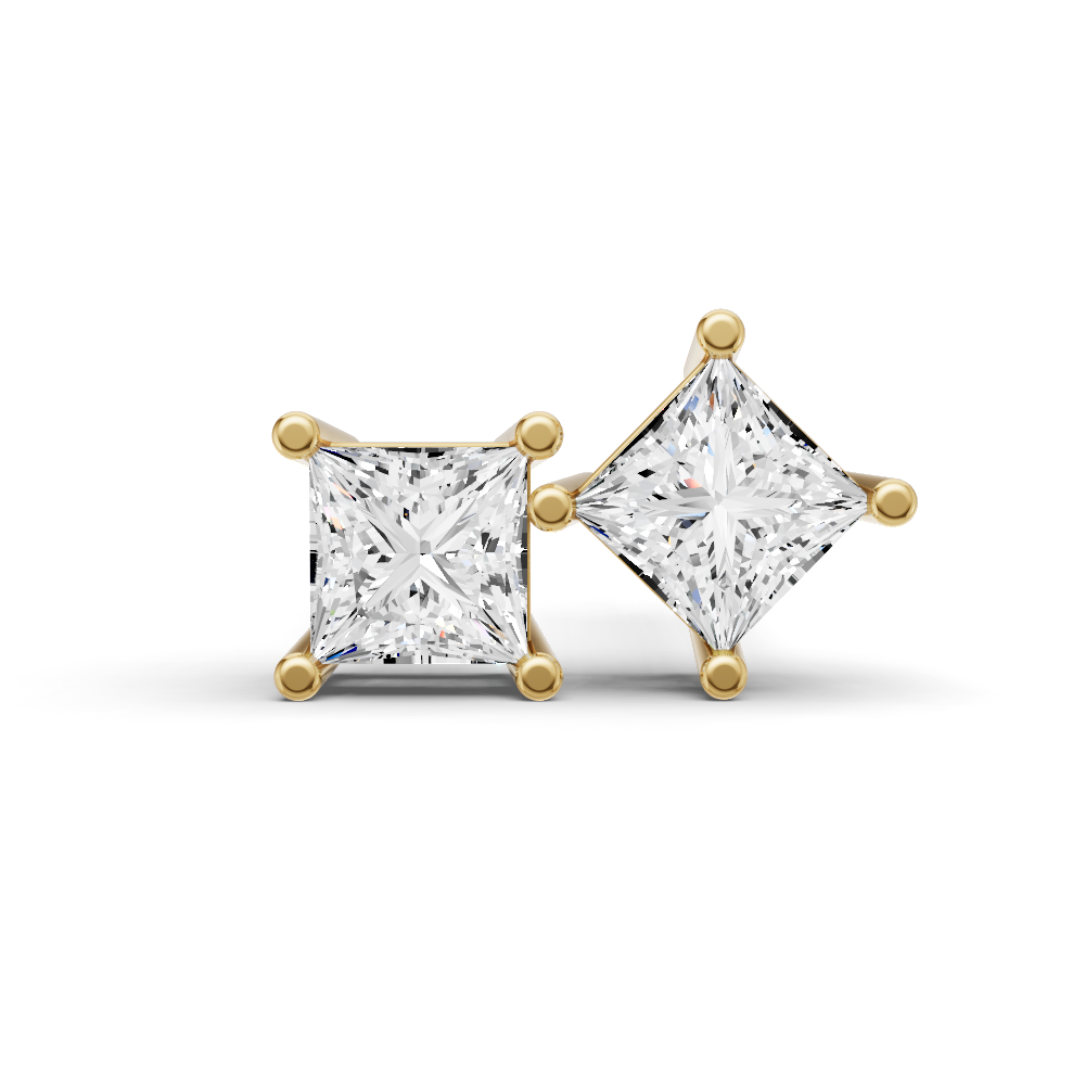 W Lab Grown Princess Cut Diamond Solitaire Earrings with Prong Setting