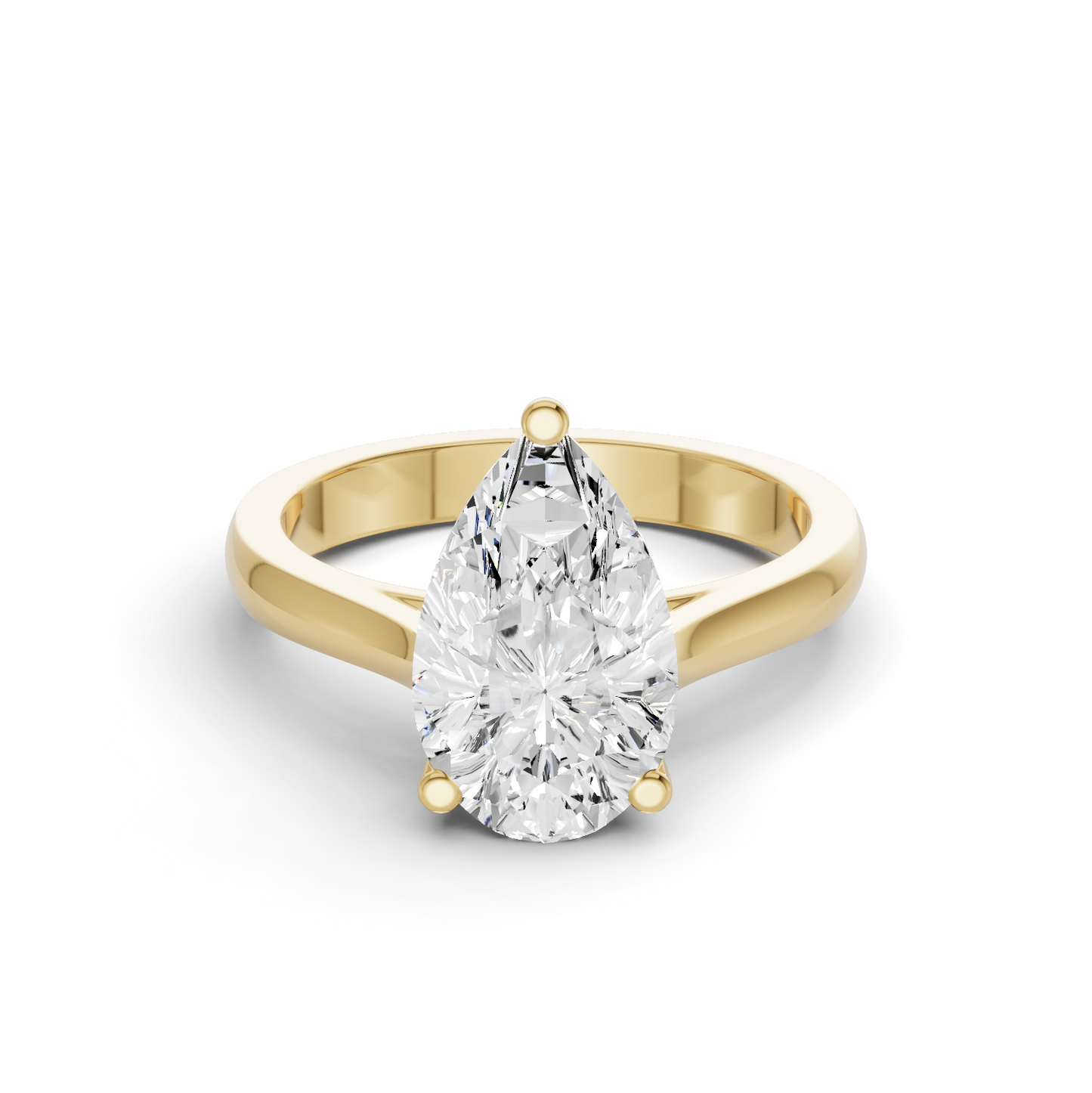 Pear Cut Cathedral Solitaire Ring