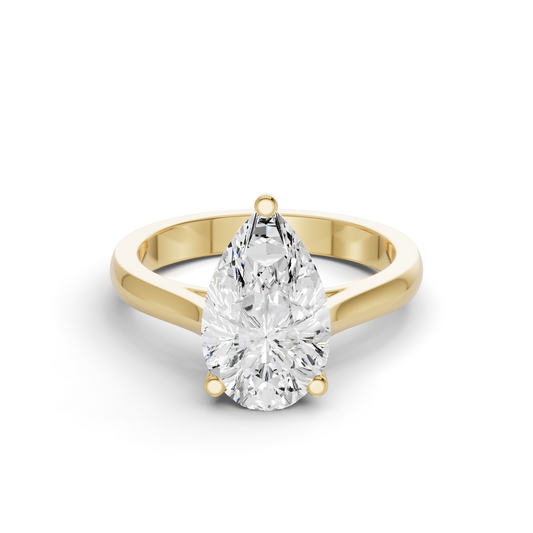 Pear Cut Cathedral Solitaire Ring