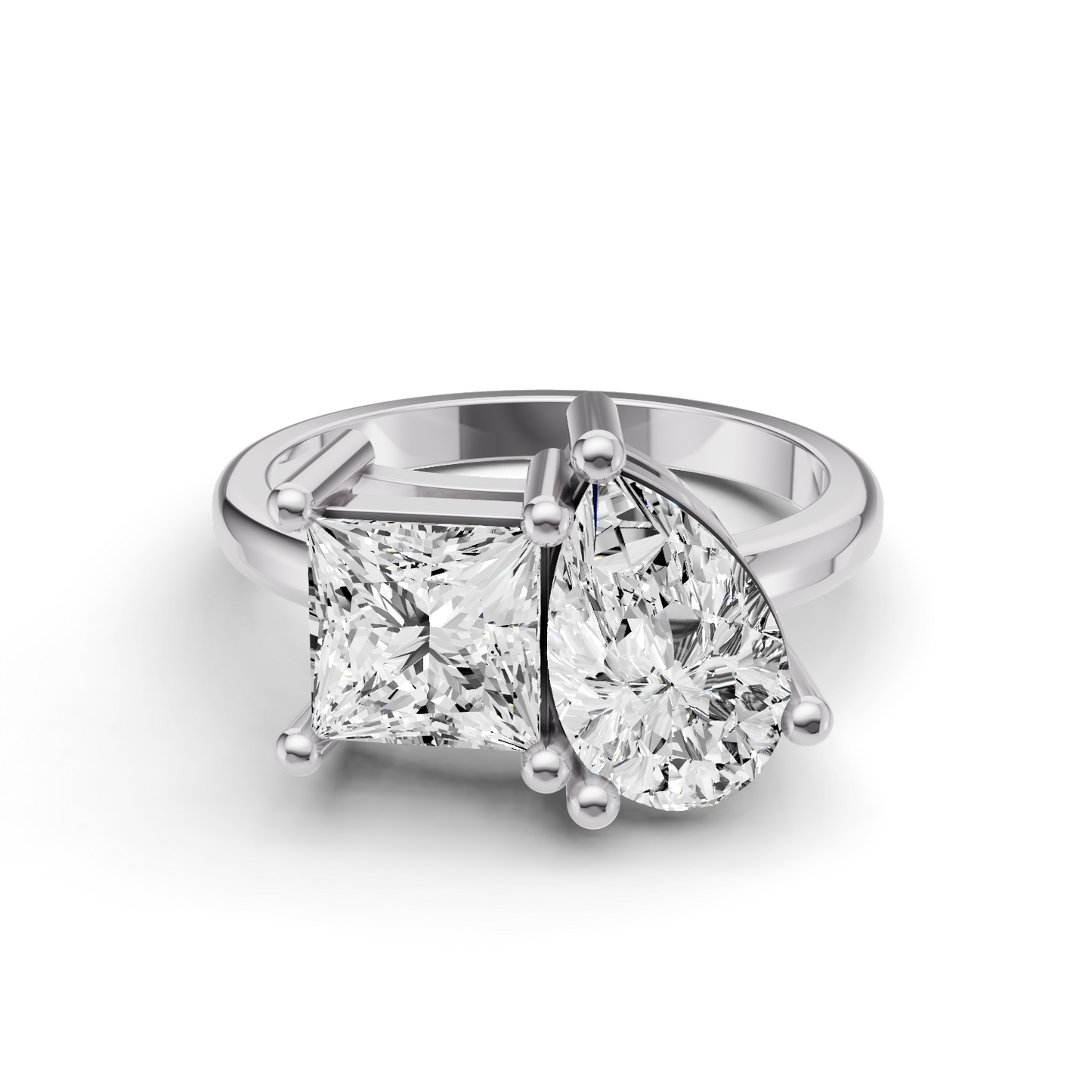 Princess Cut & Pear Shape Two Stone Ring