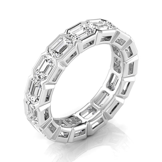 Revival Dimoand 14K Gold East-West Half Bezel Emerald Cut Lab Grown Diamond Eternity Band | 14K Gold, Stone Size-0.33 | E-F Color, VS-SI Clarity | 30 Day Free Return