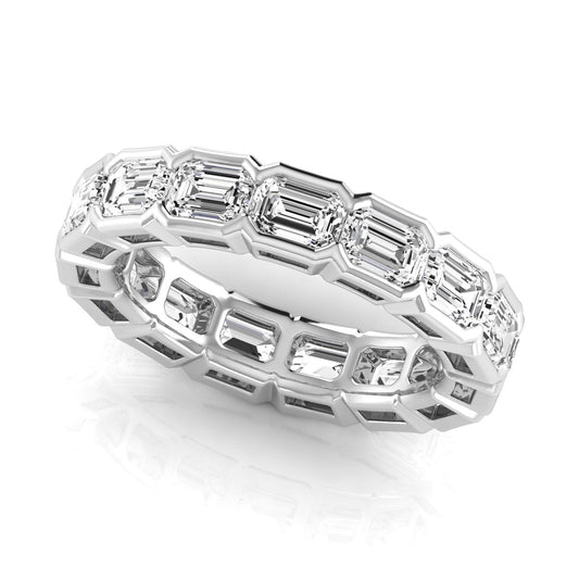 Revival Dimoand 14K Gold East-West Half Bezel Emerald Cut Lab Grown Diamond Eternity Band | 14K Gold, Stone Size-0.33 | E-F Color, VS-SI Clarity | 30 Day Free Return