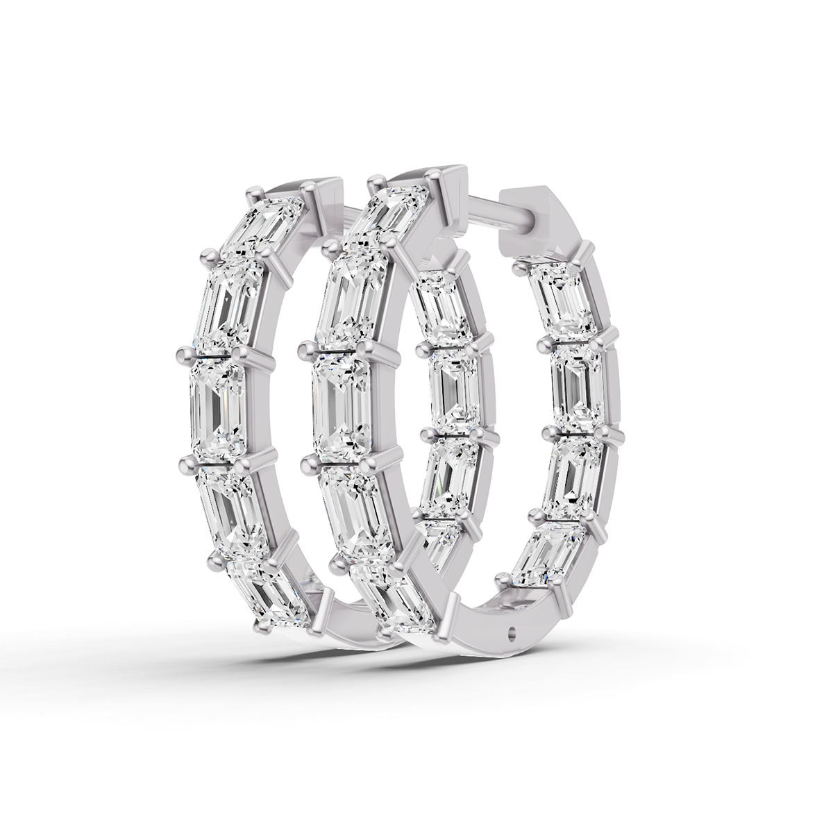 W Lab Grown Emerald Diamond North-South Fancy Hoop Earrings