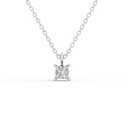 Lab Grown Princess Cut Diamond Solitaire Pendant with Bail