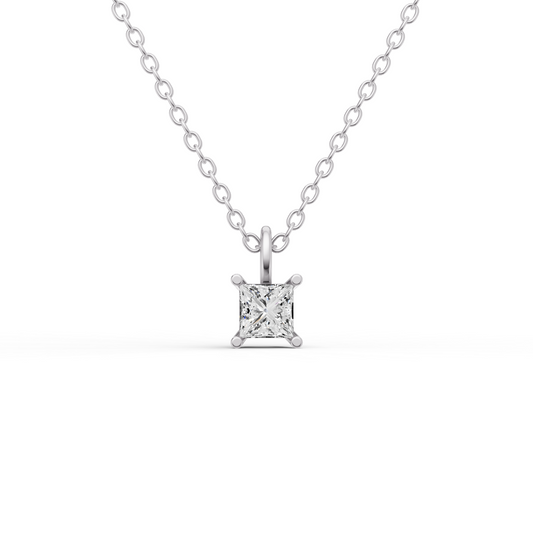 Lab Grown Princess Cut Diamond Solitaire Pendant with Bail