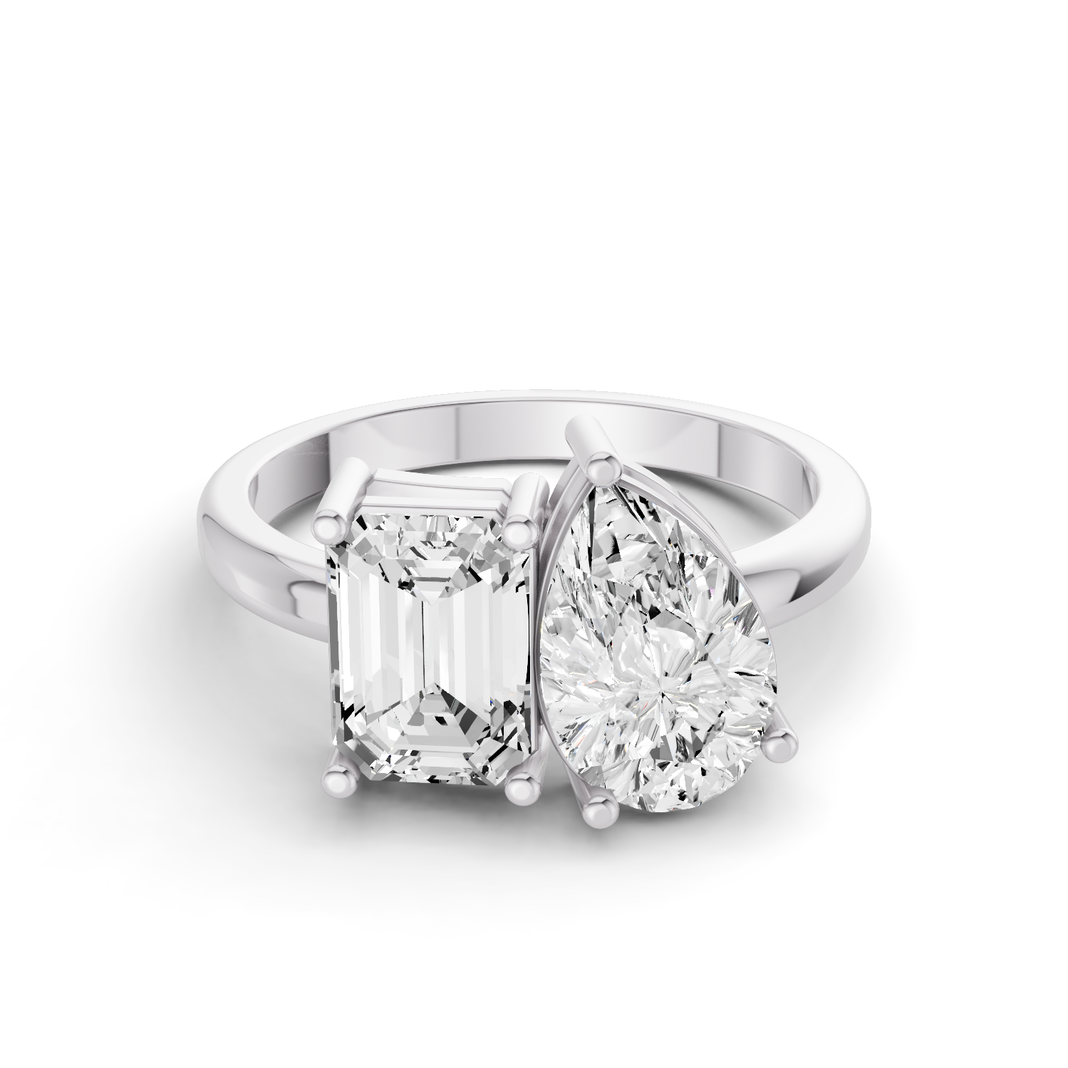 Emerald & Pear Shape Two Stone Ring