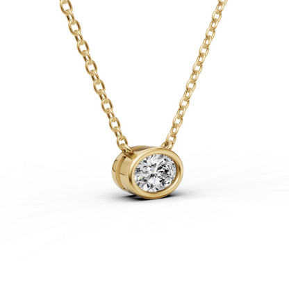 Lab Grown Oval Shape Diamond Solitaire Pendant with Bezel Setting