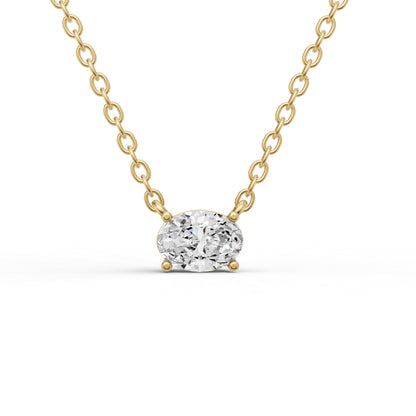 Lab Grown Floating Oval Shape Diamond Solitaire Pendant