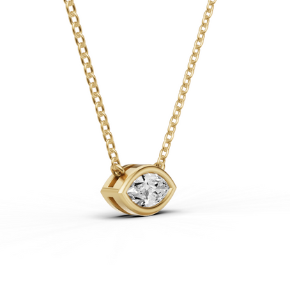 Lab Grown Marquise Shape Diamond Solitaire Pendant with Bezel Setting