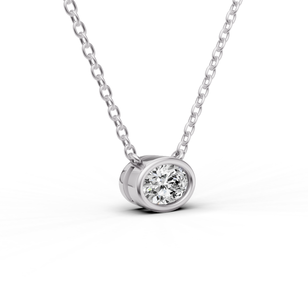 Lab Grown Oval Shape Diamond Solitaire Pendant with Bezel Setting