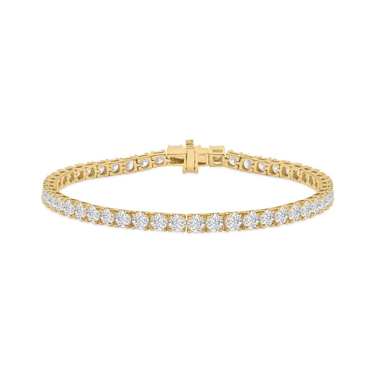 W Lab-Grown Diamond 4-Prong Setting Straight-Line Tennis Bracelet in 14K Yellow Gold