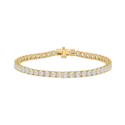 W Lab-Grown Diamond 4-Prong Setting Straight-Line Tennis Bracelet in 14K Yellow Gold