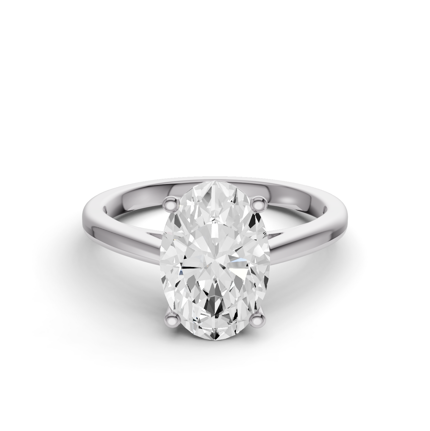 Oval Cut Basket Split shank Solitaire Ring