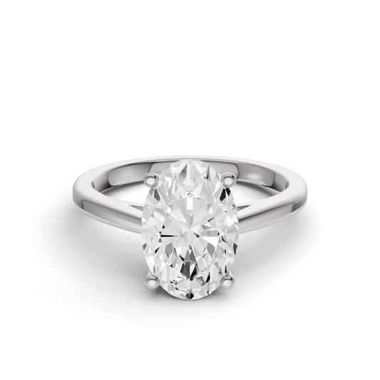 Oval Cut Basket Split shank Solitaire Ring