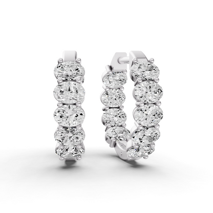 Oval Diamond East-West Fancy Hoop Earrings