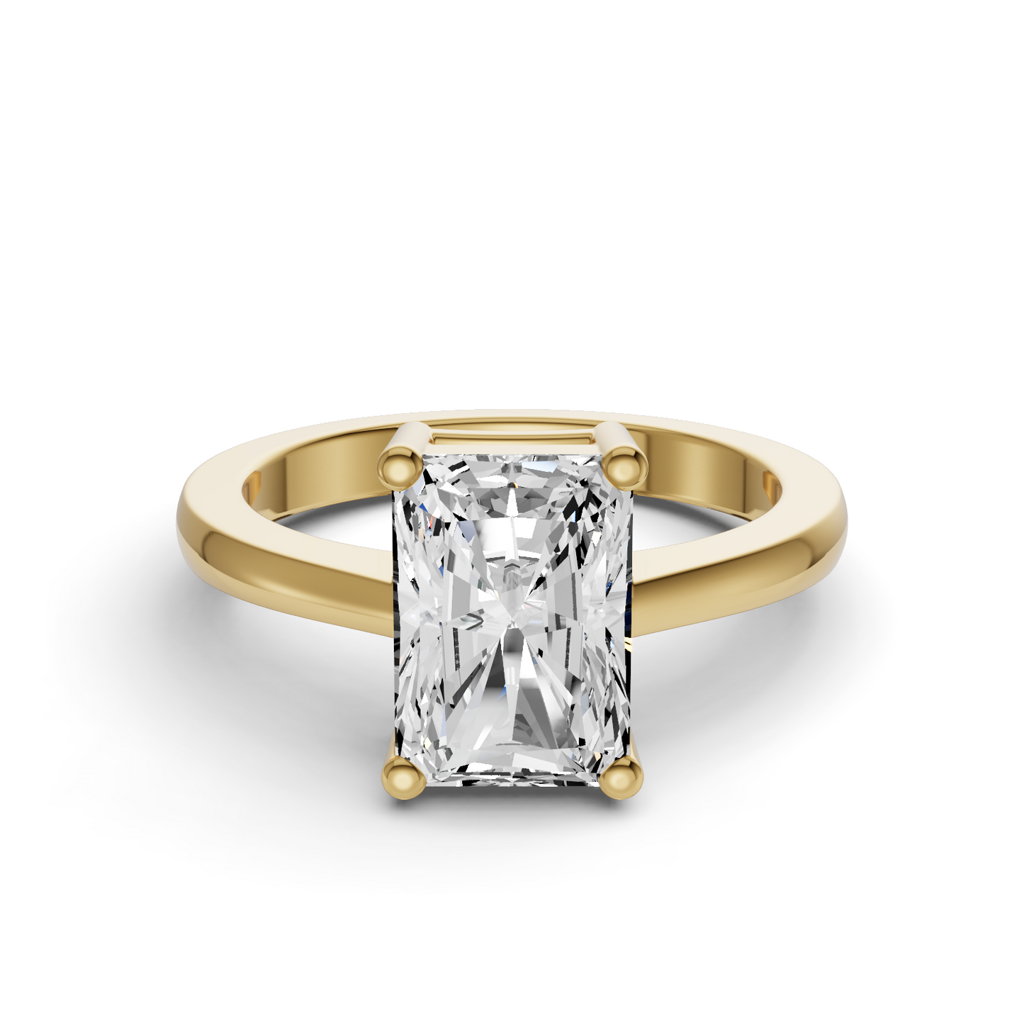 Radiant Cut Basket Regular shank Solitaire Ring