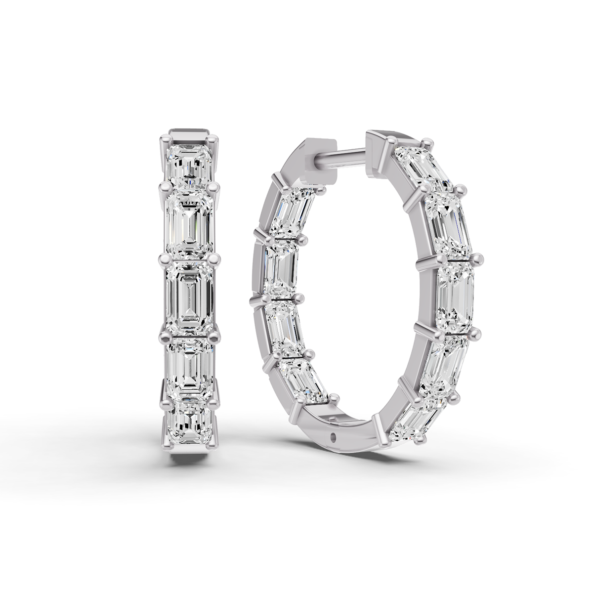 W Lab Grown Emerald Diamond North-South Fancy Hoop Earrings