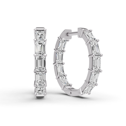 W Lab Grown Emerald Diamond North-South Fancy Hoop Earrings