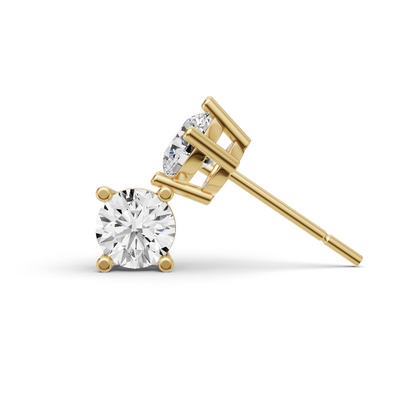 W Lab Grown Round Cut Diamond Solitaire Earrings with Prong Setting