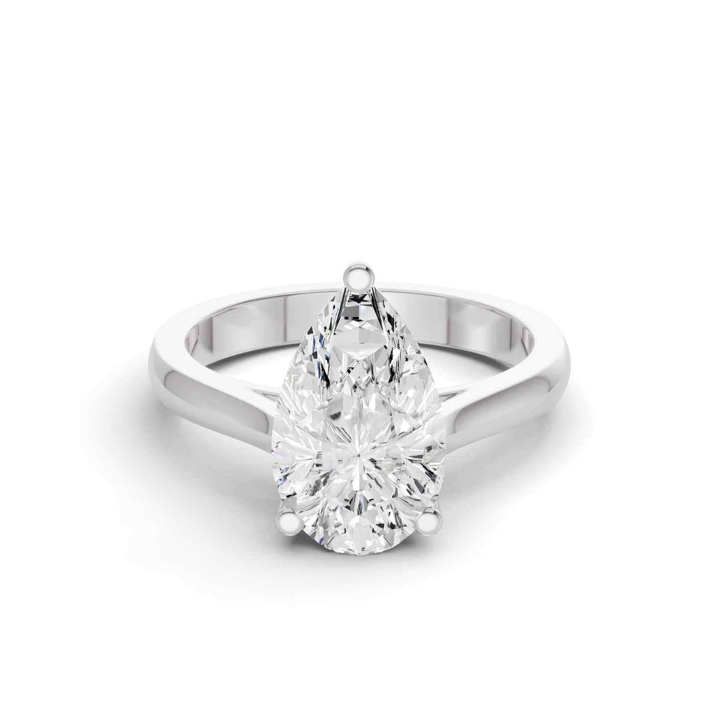 Pear Cut Cathedral Solitaire Ring