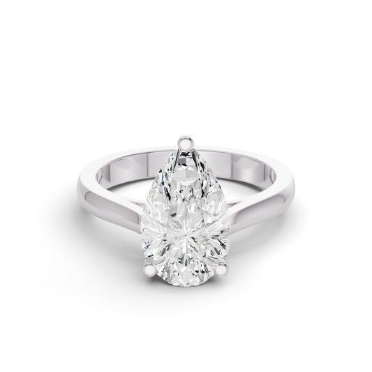 Pear Cut Cathedral Solitaire Ring