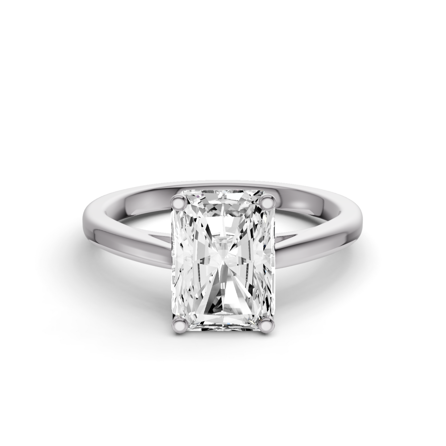 Radiant Cut Basket Split shank Solitaire Ring