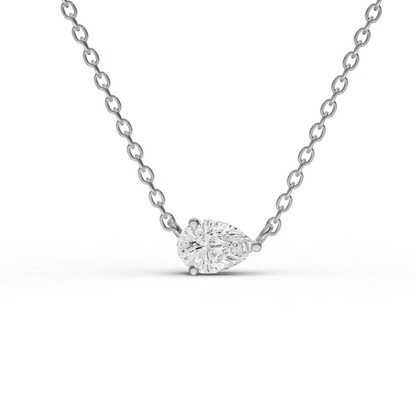 Lab Grown Floating Pear Shape Diamond Solitaire Pendant