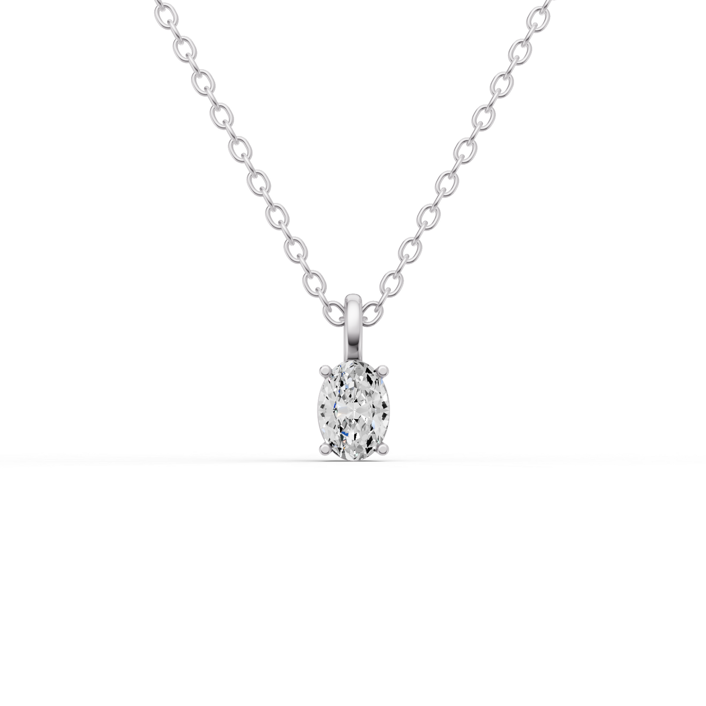 Lab Grown Oval Cut Diamond Solitaire Pendant with Bail