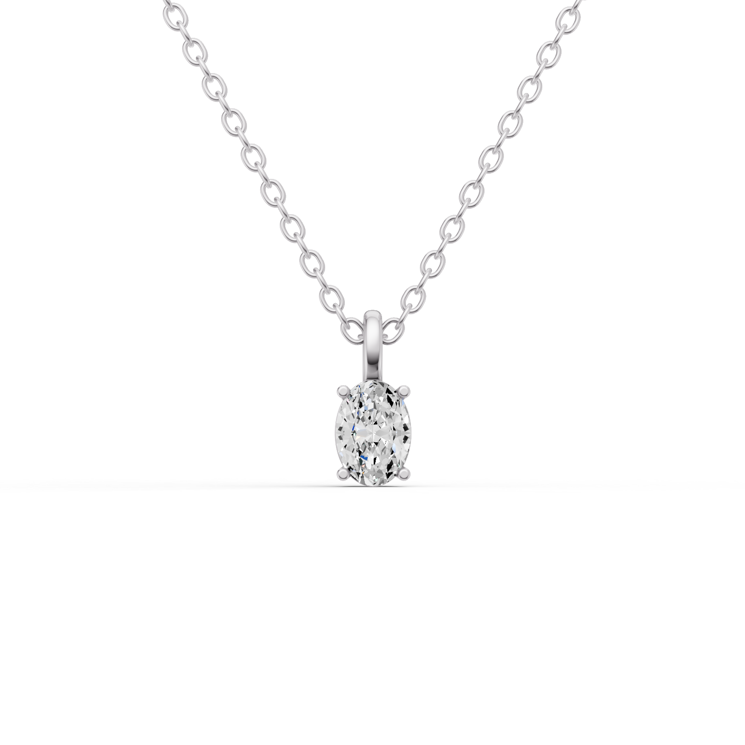Lab Grown Oval Cut Diamond Solitaire Pendant with Bail