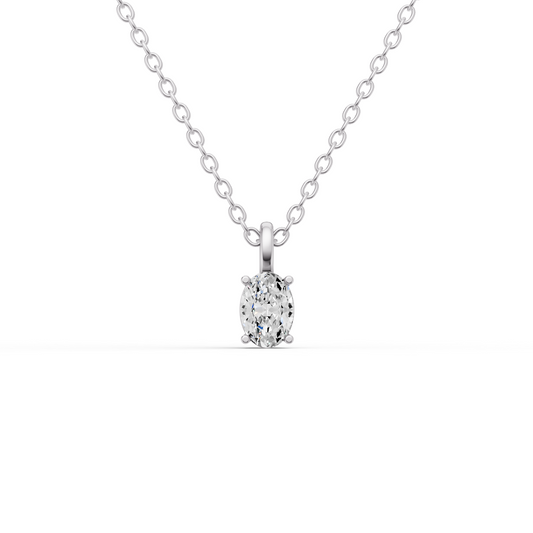 Lab Grown Oval Cut Diamond Solitaire Pendant with Bail