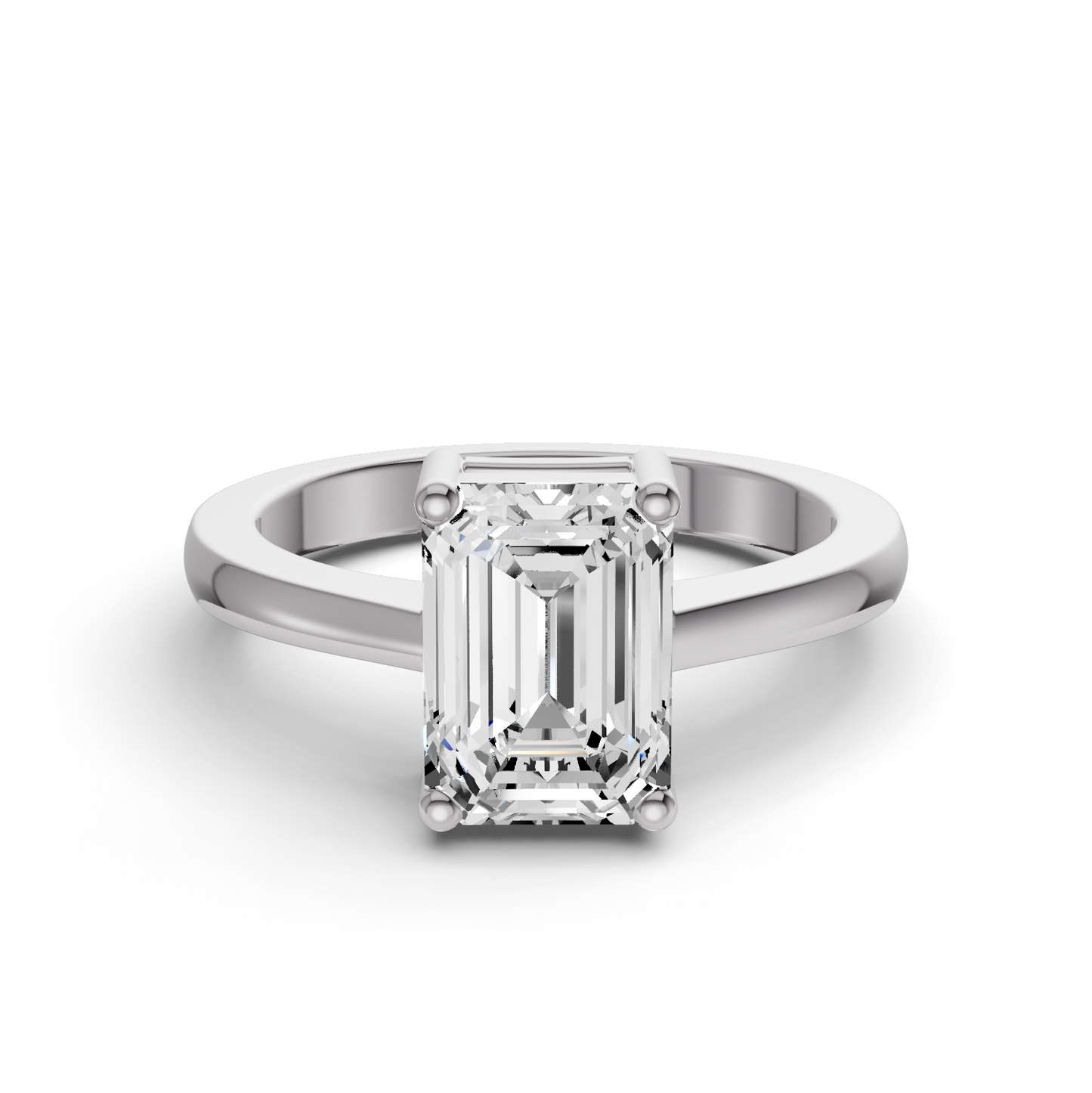 Emerald Cut Basket Regular shank Solitaire Ring