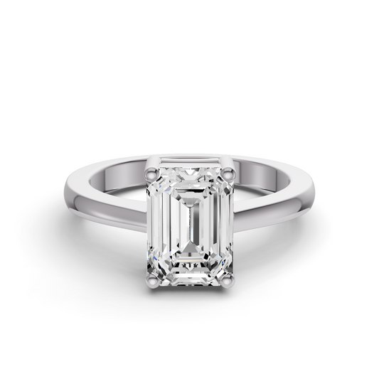 Emerald Cut Basket Regular shank Solitaire Ring