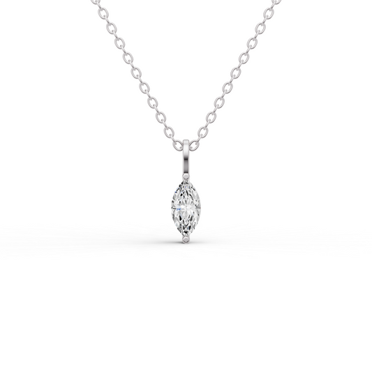 Lab Grown Marquise Shape Diamond Solitaire Pendant with Bail