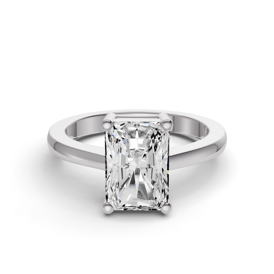 Radiant Cut Basket Regular shank Solitaire Ring