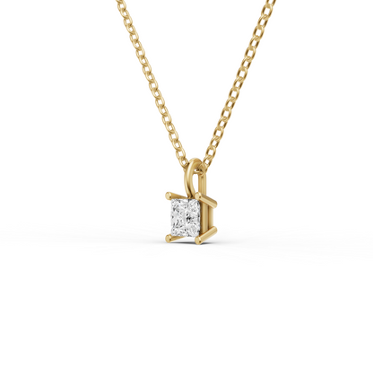 Lab Grown Princess Cut Diamond Solitaire Pendant with Bail