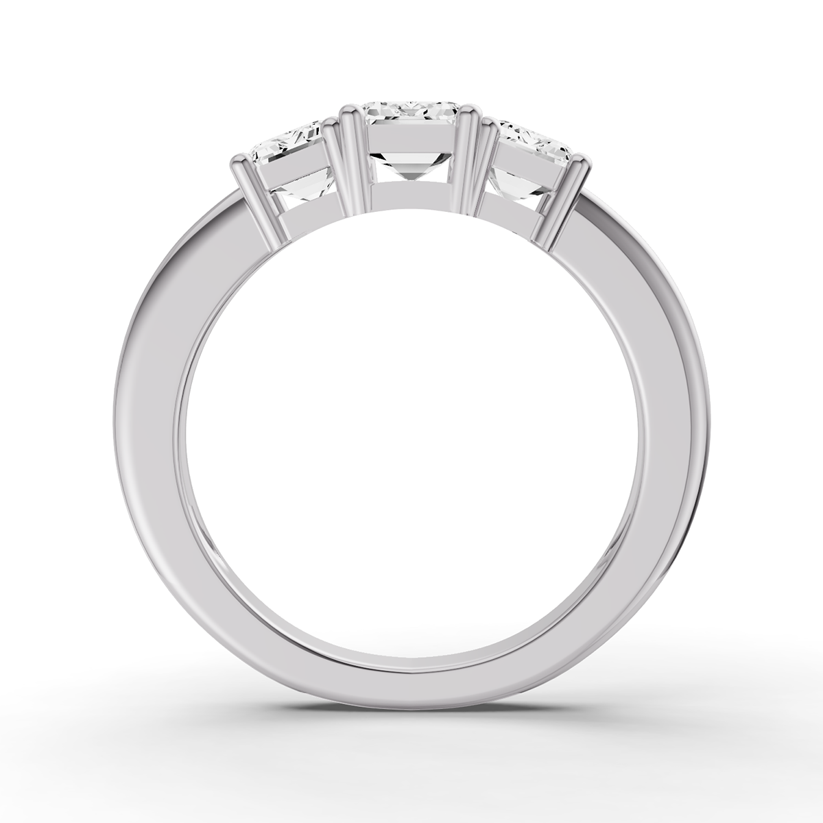 LG Emerald 3 Stone Basket Setting Ring