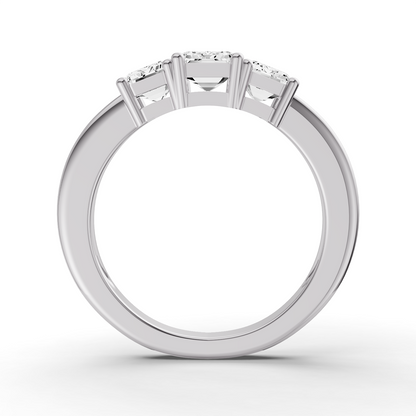 LG Emerald 3 Stone Basket Setting Ring