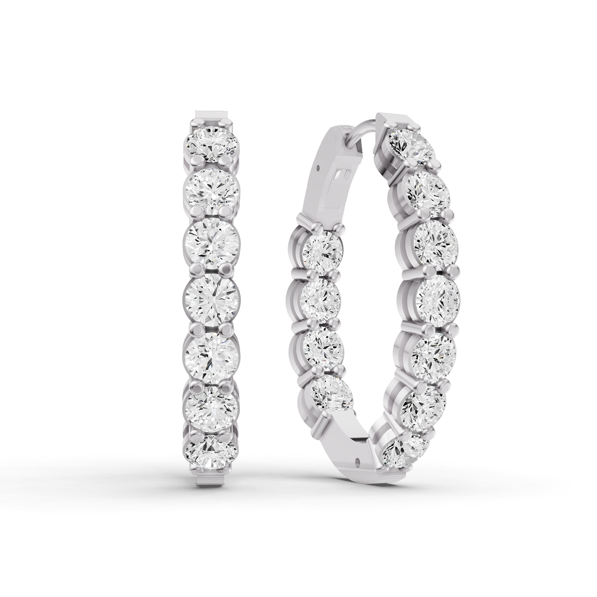 TW Lab Grown Diamond Oval Shape In & Out Hoop Earrings