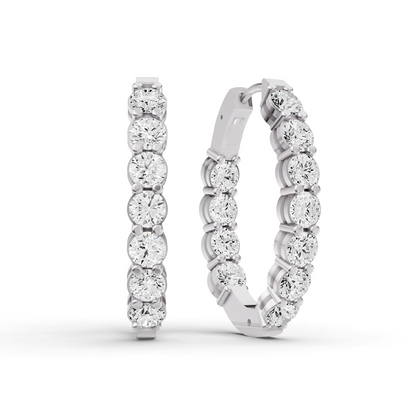 TW Lab Grown Diamond Oval Shape In & Out Hoop Earrings