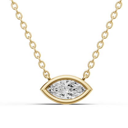 Lab Grown Marquise Shape Diamond Solitaire Pendant with Bezel Setting