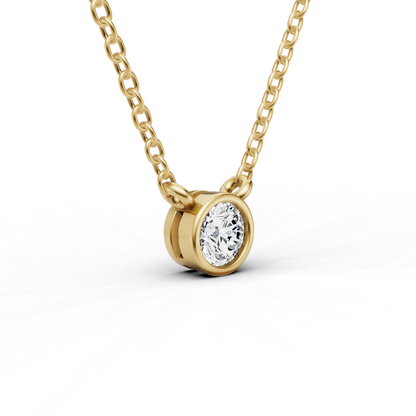 Lab Grown Round Shape Diamond Solitaire Pendant with Bezel Setting