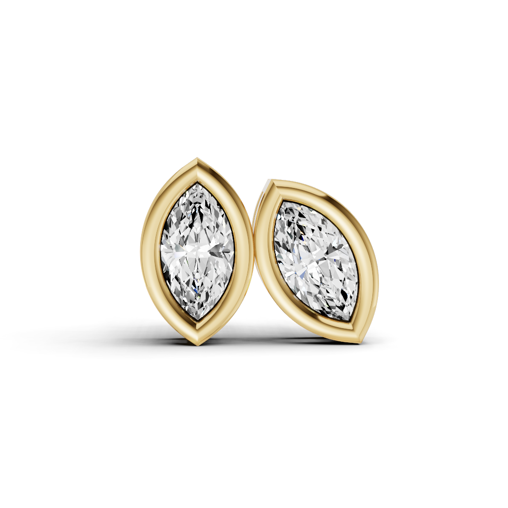 W Lab Grown Marquise Shape Diamond Solitaire Earrings with Bezel Setting