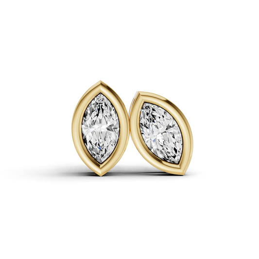 W Lab Grown Marquise Shape Diamond Solitaire Earrings with Bezel Setting