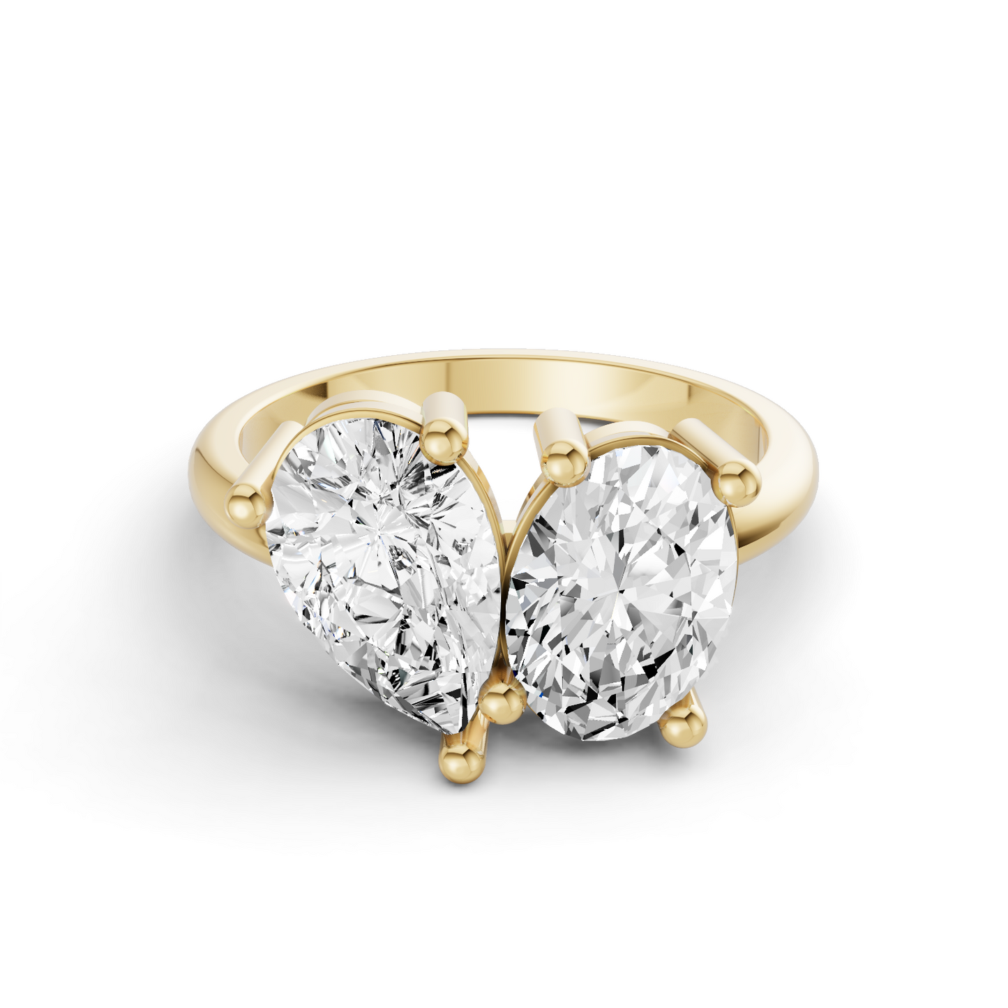 Pear & Oval Shape Two Stone Ring