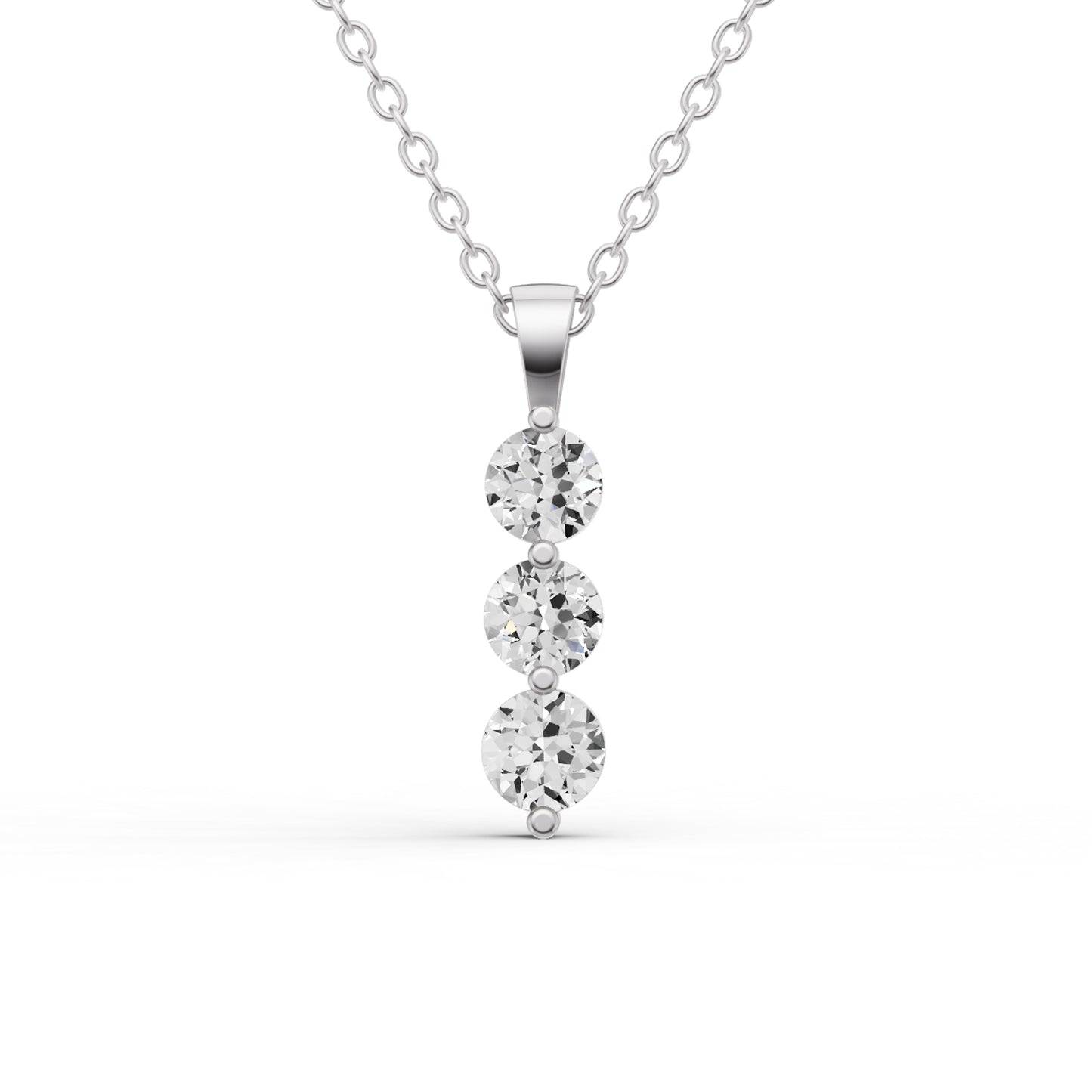 W Round Lab Grown Diamond Three Stone Snow Pendant