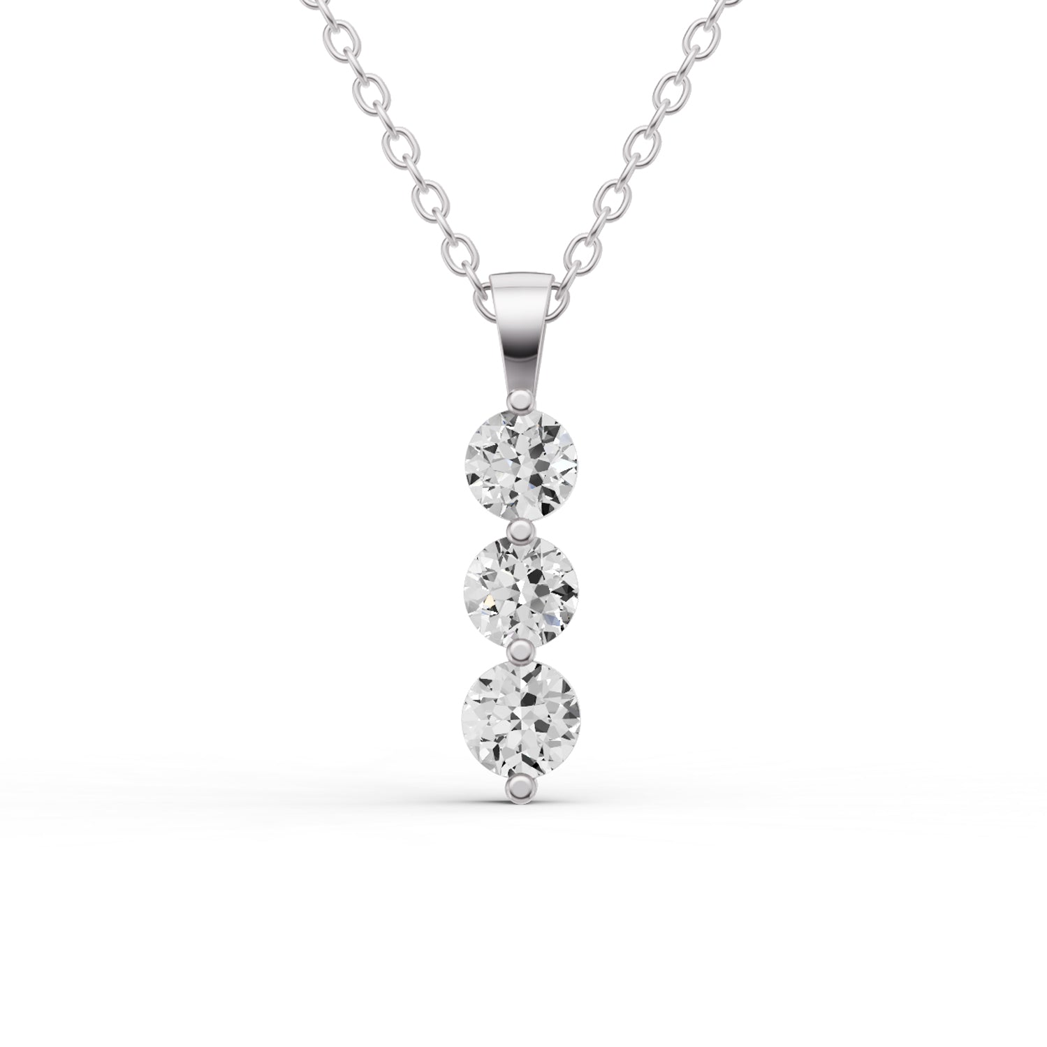 W Round Lab Grown Diamond Three Stone Snow Pendant