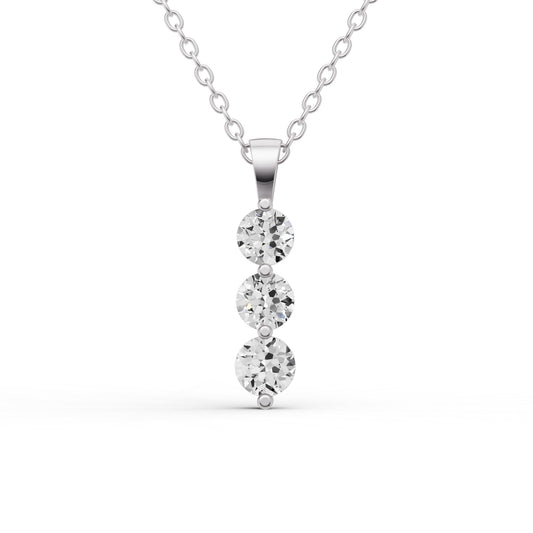 W Round Lab Grown Diamond Three Stone Snow Pendant